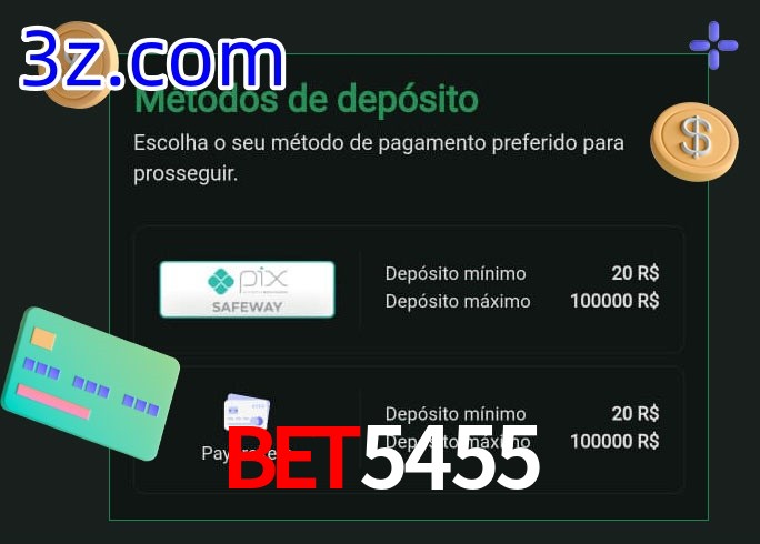 O cassino Bet5455 oferece uma grande variedade de métodos de pagamento